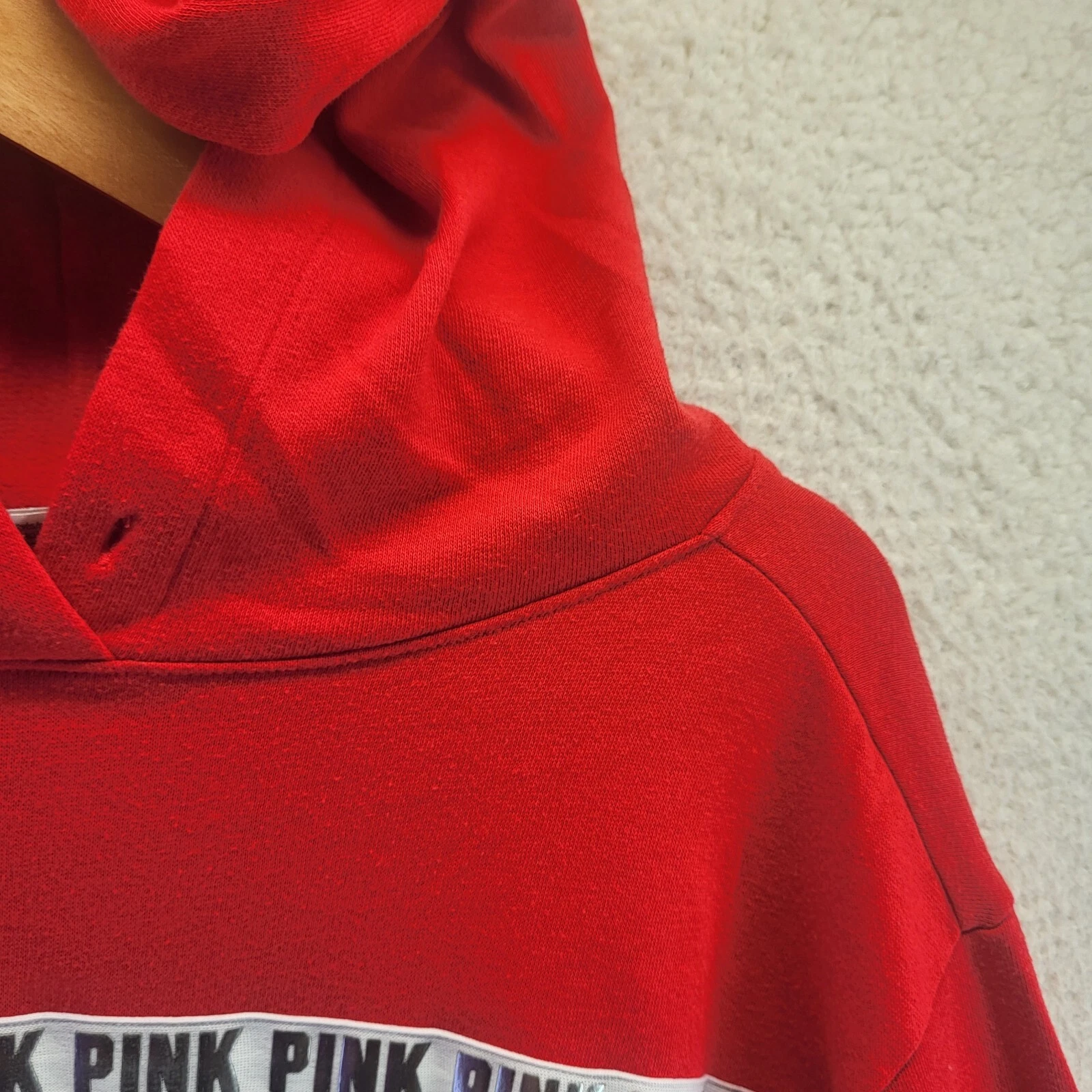 UNDERCOVER Felpa con cappuccio ROSA Victoria's Secret Leggera Donna Rosso Medio Nero Logo