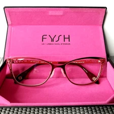 FYSH UK Urban Eyewear Eyeglasses Frame 3555 Women's Red Cat Eye 53-16-140