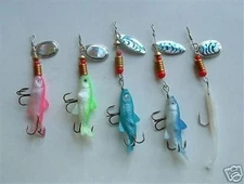 5 NEW Fish Spinnerbait Spinner Fishing Lure Lot 0.2 oz treble hook soft lures