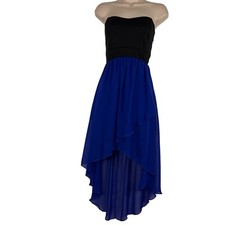 Vintage Y2K Deb Dress Women's Medium Strapless Fit & Flare Hi/Low Cocktail Party