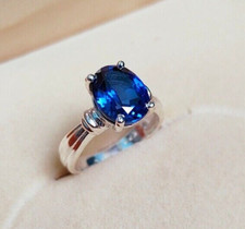 Blue Kyanite Ring 92.5 Sterling Silver Engagement Ring for Women Cocktail Ring