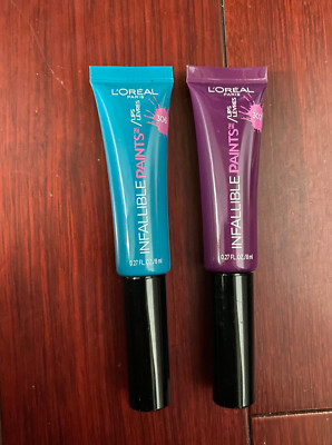 x2 L Oréal Paris Infallible Paints Lips 302 Violet Twist & 306 Domineering Teal