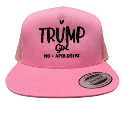 TRUMP Girl No Apologies Mesh Adjustable Snapback Direct Embroidered Flat Bill...