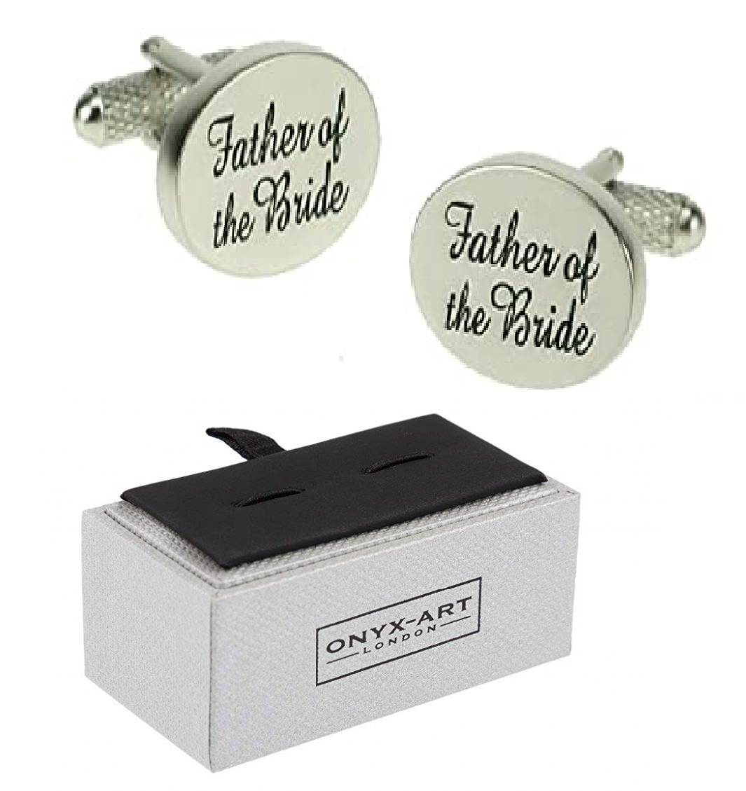 Father of the Bride Wedding Cufflinks in Onyx Art of Presentation Box CK532