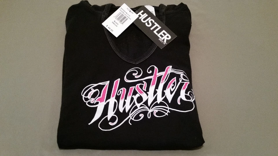 Nueva sudadera con capucha de manga corta manchada Hustler para mujer. retail 44,00 Foto 2 de 4