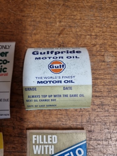 4 x Engine Oil Fill Stickers Esso Bp Gulf Duckams Classic Petrol Garage - Picture 4 of 6