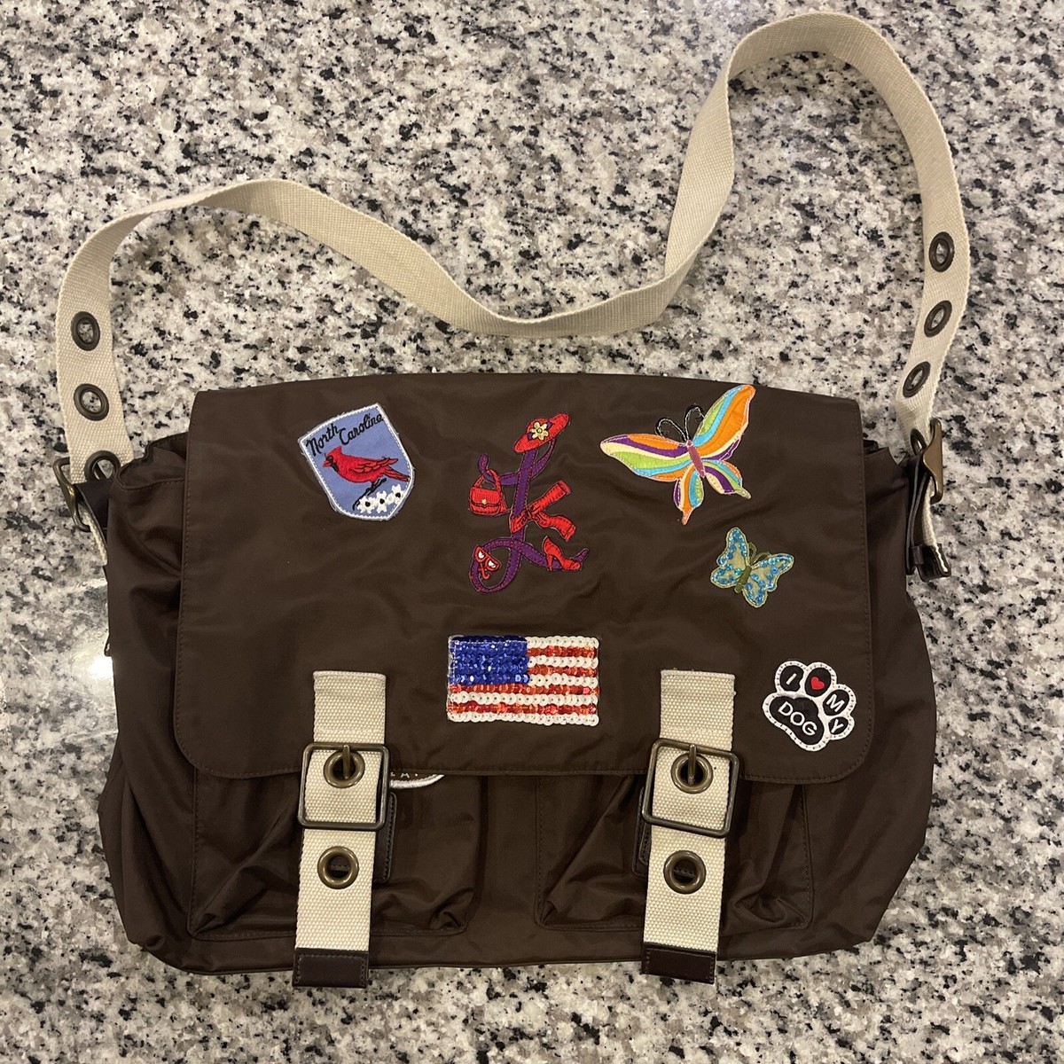 Gap Messenger Shoulder Brown Adjustable Strap Patches Travel