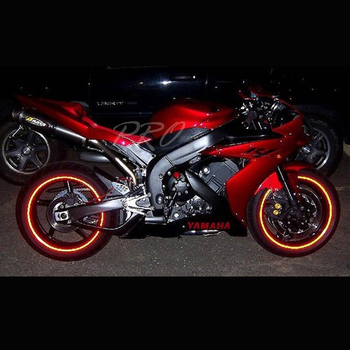 8" Reflective Logo Decal+16"17"18" F+R Rim Tape/Wheel Stripe Sticker Suzuki Red - Picture 8 of 11