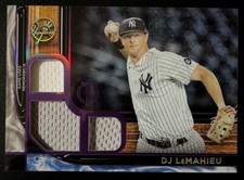 DJ LeMahieu 2022 Topps Tribute Triple Game Used Jersey Purple Parallel 50/50