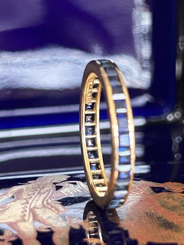 Tiffany & Co 18K Blue Sapphire Square Cut All Around Eternity Band Ring 1.80 TCW - Picture 9 of 24