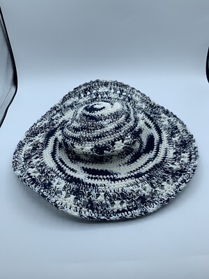 Free People LUSANA Blue White Boca Wide Brim Shade Slouch Hat By Lusana OS $98 Free People LUSANA Blue White Boca Wide Brim Shade Slouch  main image 2