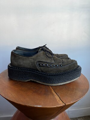 ADIEU PARIS｜Type101 creeper ADIEU PARIS Type 101 Dark Green Suede Black Creeper Crepe Platform