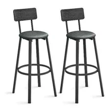 Bar Stools, Set of 2 PU Upholstered Breakfast Stools, 29.7-Inch Barstools wit...