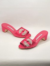 Manolo Blahnik Prinap 50MM Satin Mules Retail 1095