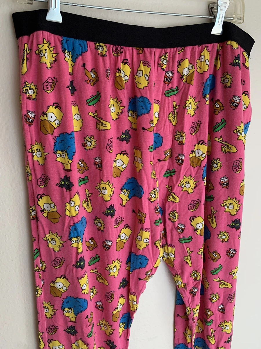 L Meundies X The Simpsons Pink Pajama Pants Lounge Soft Stretch Cartoon TV Show