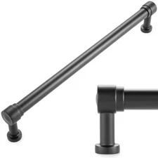 Pillar Foot Cabinet Pull 1-Piece Black Furniture Handle 8-4/5 Inch Screw Spac...