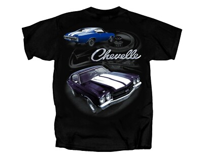 T-shirt CHEVELLE SS 1972 Muscle Car - Silhouette, Tailles S à 3XL, Coton, Neuf Avec Étiquettes
