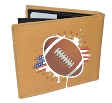 Leatherboss Men Bifold Exotic Wallet American Football sports theme gift box