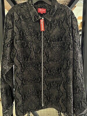 FW20 Supreme Snakeskin Corduroy Zip Up Shirt Black Sz XL FW20 Supreme Snakeskin Corduroy Zip Up Shirt Black Sz XL