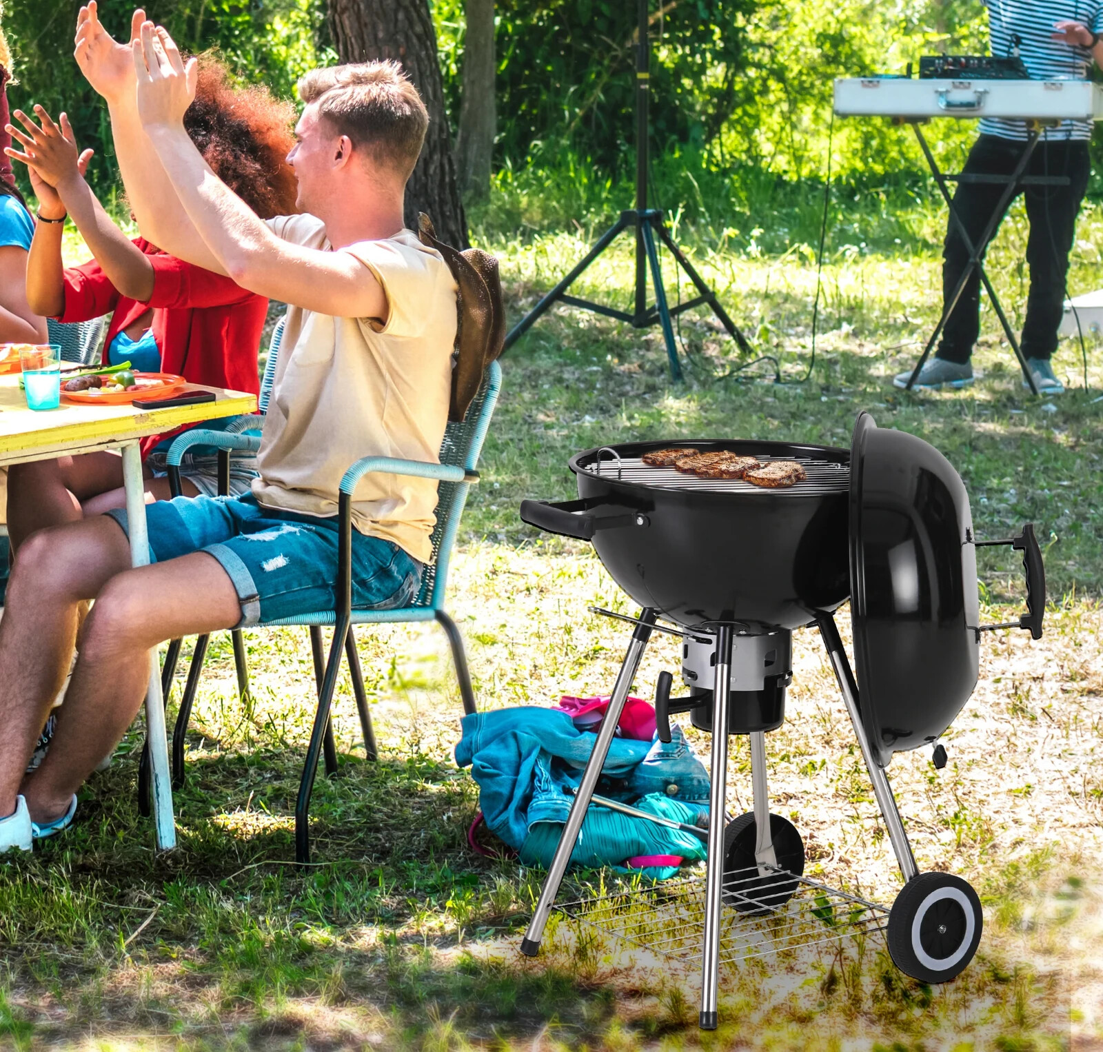 18 in Charcoal BBQ Kettle Grill Portable Outdoor Patio Camping Picnics Barbecue