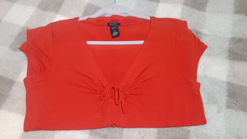 GAP Maternity Cap Sleeve V-Neck Top Front Keyhole Tie Accent Medium Rust Orange - Picture 2 of 7