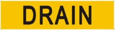 Set of 5 PCS - Pipe Marking- Drain Sign (pvc Sticker,Yellow, 2X8)-REF24-1027