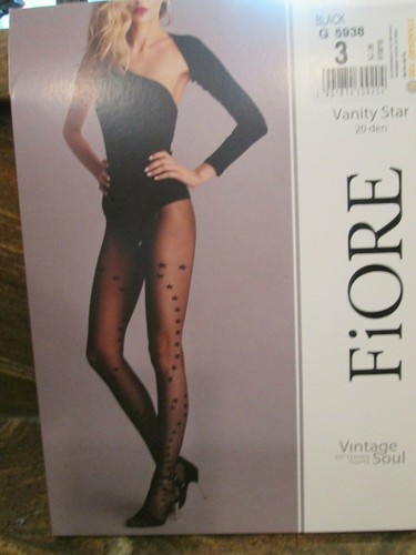 FIORE  VANITY STAR 20 DEN TIGHTS PANTYHOSE 3 SIZES BLACK,SILVER - Picture 7 of 8