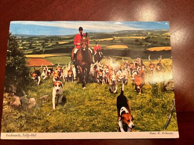 Vintage Postcard Dublin Ireland Foxhounds Tally-Ho! AirMail Cancel 10d SKU50
