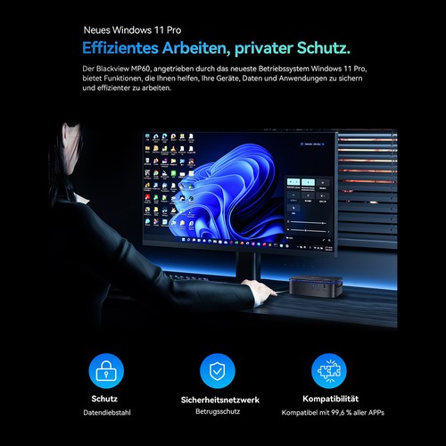 Blackview Mini PC Intel N150 16GB+1TB M.2 SSD Computer Win 11 Pro Bis zu 3,6GHz - Bild 10 von 12