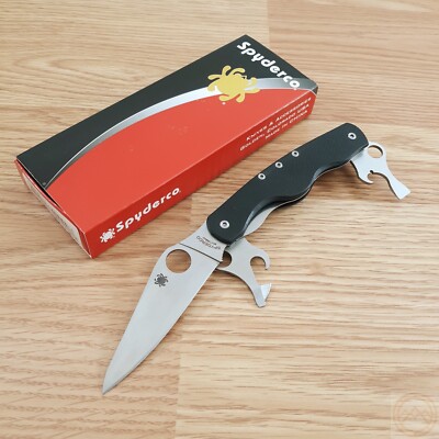 Spyderco ClipiTool Standard Folding Knife Stainless Multi-Blade Black G10 Handle