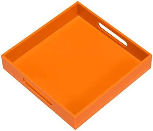 Orange Sturdy Acrylic Serving Tray with Handles-10X10Inch-Serving Coffee,Food,Br - Picture 10 of 12