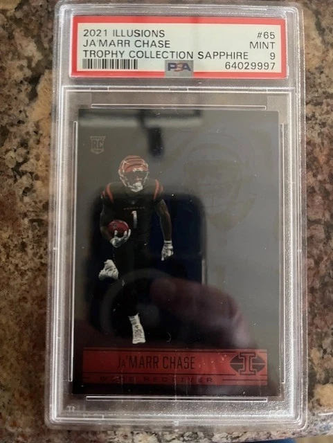 JaMarr Chase Panini Illusions #65 Trophy Collection Sapphire