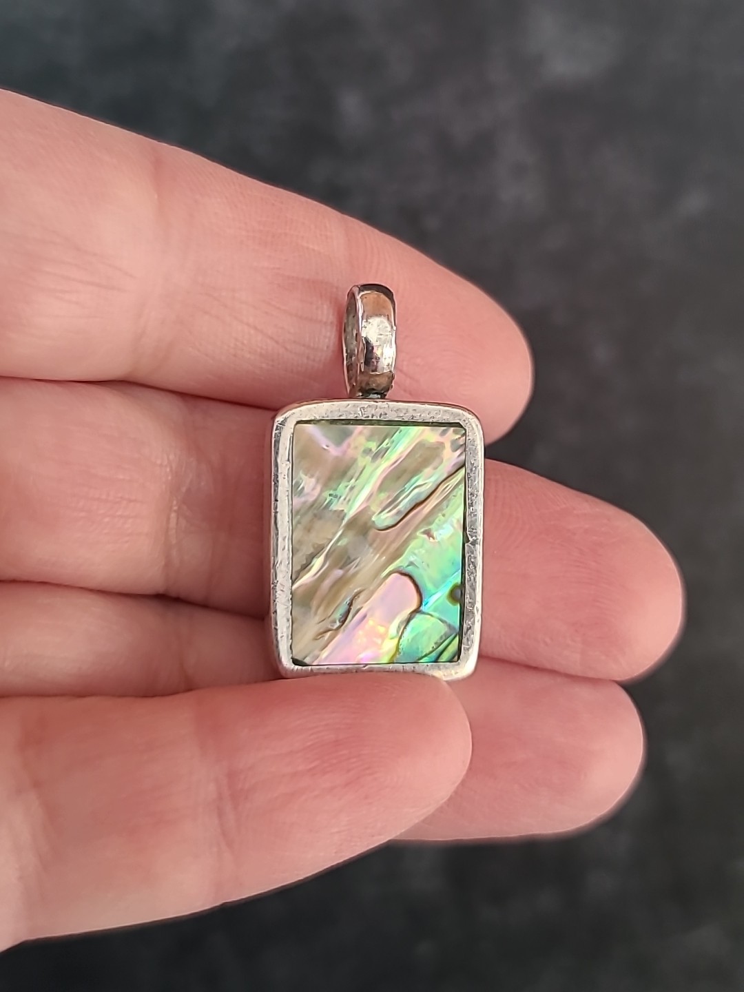 925 Sterling Silver Abalone Shell Rectangular Pen… - image 1