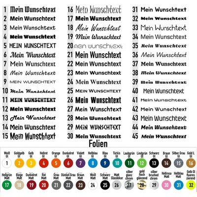 Wunschtext Aufkleber Schriftzug Auto Fenster Boot Name personalisiert 45 Schrift