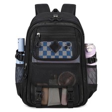 Mesh Backpack Heavy Duty See Through UltraLightweight Net Bookbag Black Large