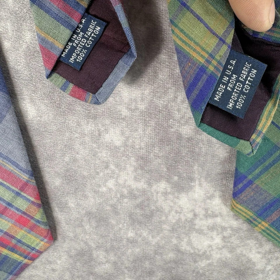 Lote de 2 corbatas vintage a cuadros hechas en algodón estadounidense Foto 3 de 3