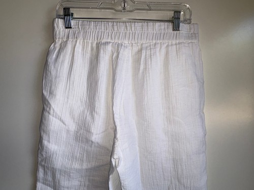 Eileen Fisher Crop Pull-On Organic Cotton Gauze Pants Size XS White - Picture 4 of 10