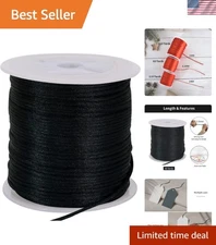 Versatile 1.5mm Black Nylon Satin String - Ideal for Sewing & Beading Projects