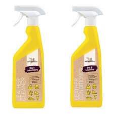 B & E Lederpflege Set 2 x 500 ml - Leather Cleaner + Conditioner, Step 1 + 2