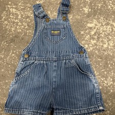 Vintage Oshkosh B  Gosh Girls Striped Denim Shortalls 6 Vestbak USA Read