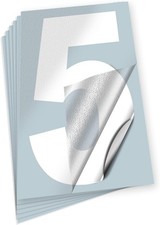 iSYFIX White Vinyl Number 5 Five Stickers - 6 Pack 8 inch Self Adhesive - Prem