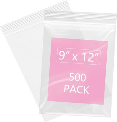 500 Pcs 9x12 Clear Zip Bags Reclosable Plastic Poly Storage Mailer Bags 2 Mil