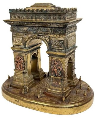 Antique 19thC French Bronze Arc de Triomphe Paris Grand Tour Monument Statue Box