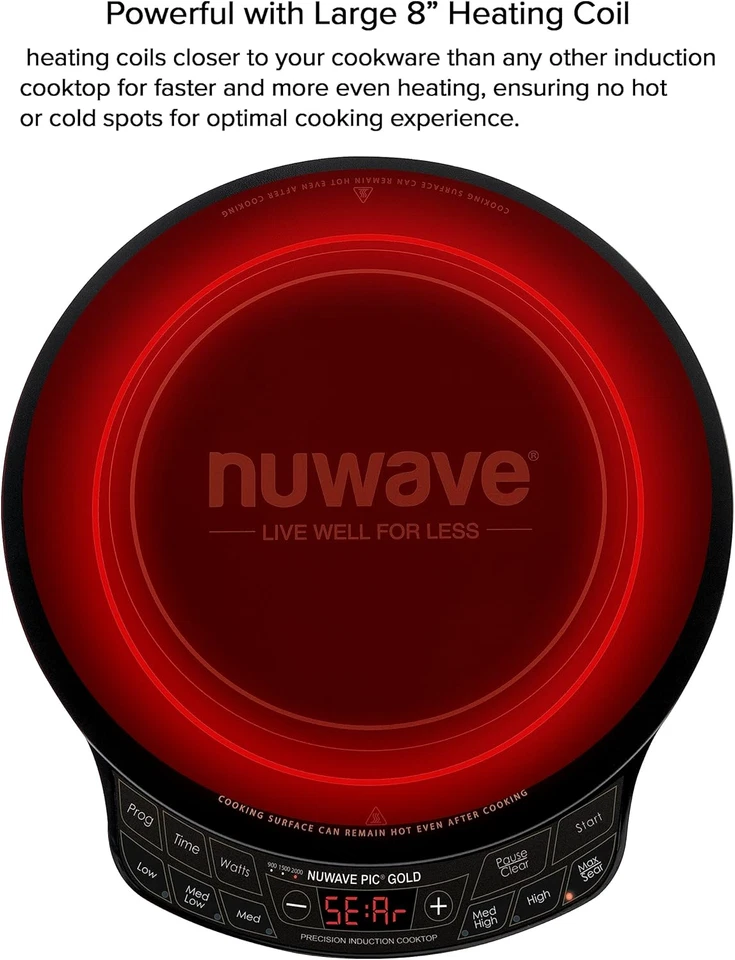 Nuwave Precision Induction Cooktop Gold, 12” Shatter-Proof Ceramic Glass Surface - Image 4 of 4