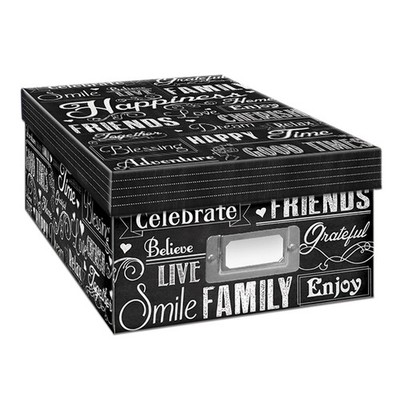 B-1BW/CHLKH Chalkboard Happiness Design Photo Storage Box