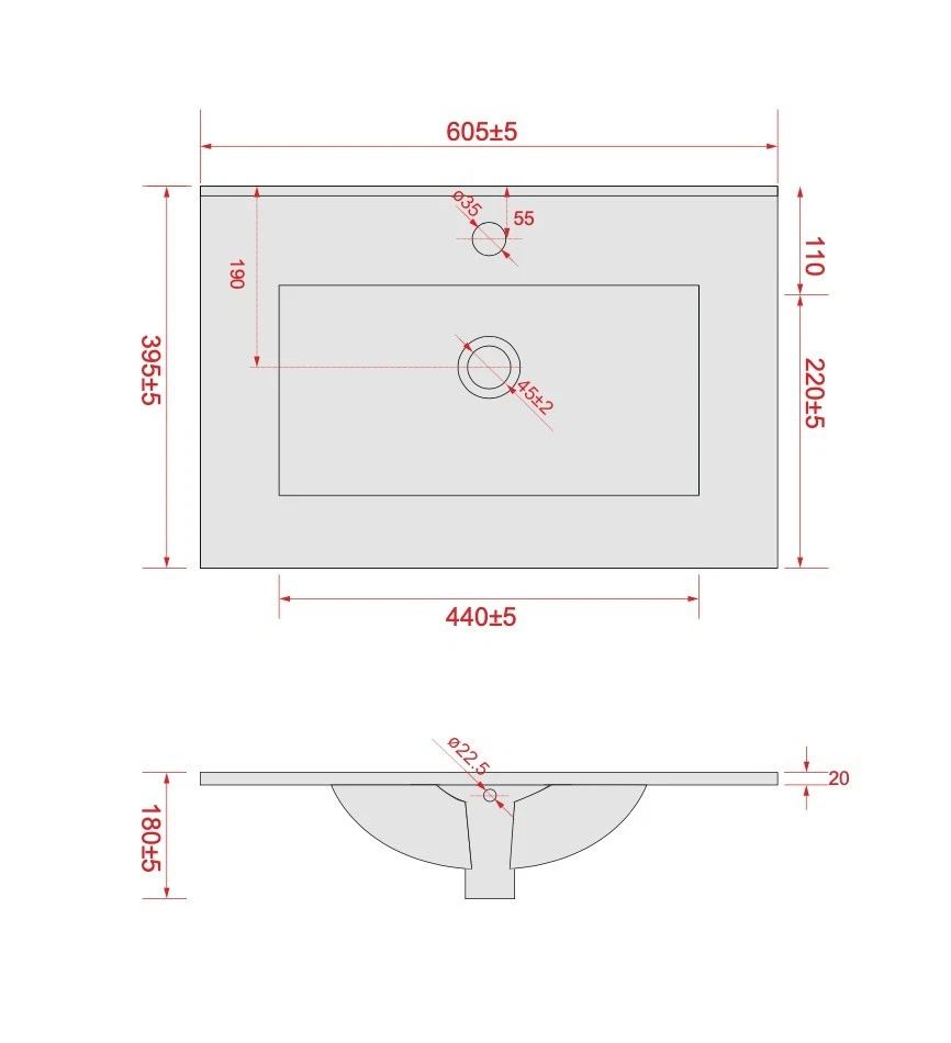 paplinskimoebel Waschbeckenunterschrank Gästebad Toilette Sink Hängend/Stehend - Bild 3 von 3