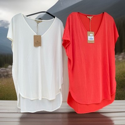 Herrlicher T-Shirt Milaine Rot und Offwhite (Weiß) Damen Gr. XS XL