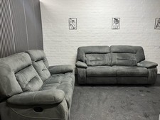 Dfs Grey Suede 2 & 3 Seater Manual Recliner Sofa Set DELIVERY AVAILABLE