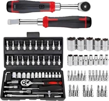 Cordless Slim Ratchet Set, 46 Pieces 1/4" Ratchet Wrench, Home & Car Repair Tool