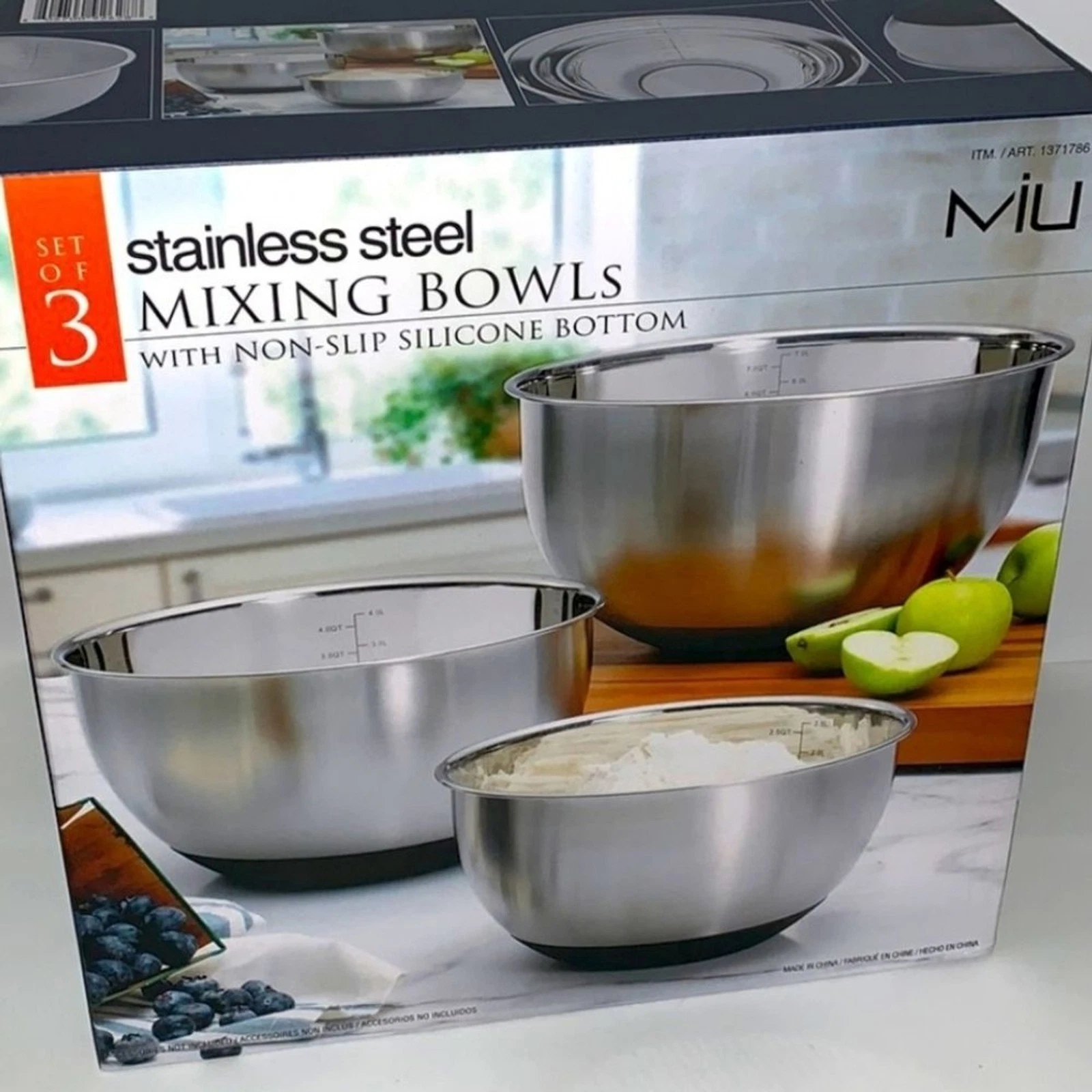 MIU Stainless Steel Mixing Bowl Set, 3-Piece